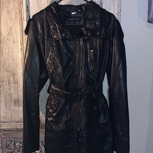 Black Faux Leather Utility style Jacket